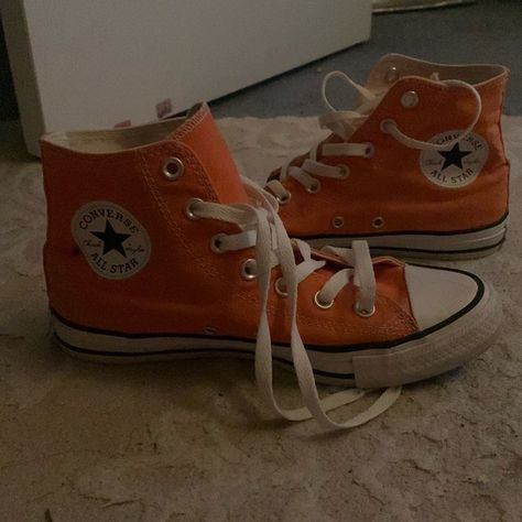 Orange converse Orange Converse, Converse Shop, Back 2 School, Converse High Tops, Converse Shoes, Converse Sneaker, High Top, High Tops, Not Available