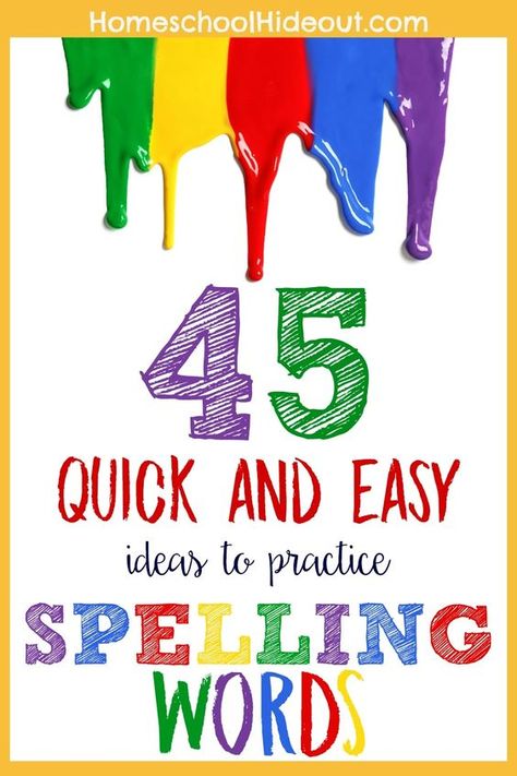 45 Ways to Practice Spelling Words - Homeschool Hideout Spelling Word Games For 1st Grade, Spelling Word Practice Activities, Ways To Practice Spelling Words, Spelling Bee Games, Fun Spelling Games, Spelling Practice Activities, Practice Spelling Words, Spelling Word Games, Spelling Word Activities