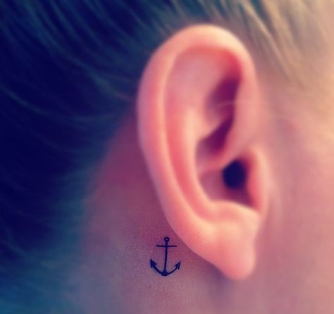 I want this. now. Anchor Tattoo Behind Ear, Tiny Anchor Tattoo, Boat Tattoo, Small Anchor, Astronaut Tattoo, Small Girly Tattoos, Anker Tattoo, Anchor Tattoos, Ocean Tattoos