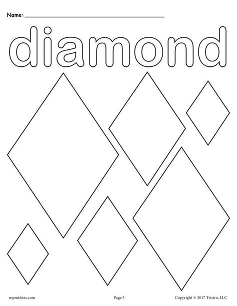 Diamond Activities For Preschool, Shape Worksheet, Worksheet Preschool, Printable Shapes, Activities For Preschool, Shapes Worksheets, Logical Thinking, Diamond Shape, Scrapbook Ideas