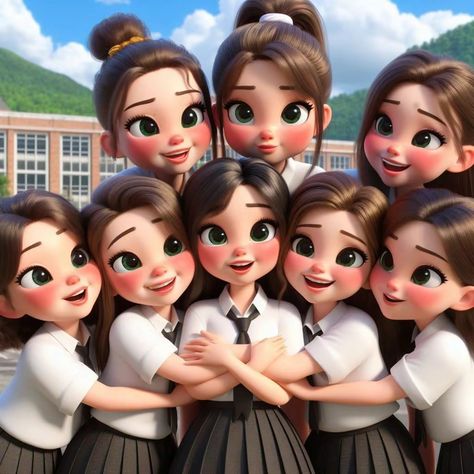 Cartoon Group Of Friends, Class Pictures Ideas Group, Besties Group Dp, Pen Skills, Cartoons Group, Girly M Instagram, Group Photo Poses, Cartoons Dp, Sisters Photoshoot Poses