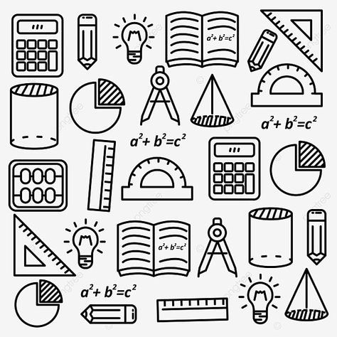 Math Design Sticker, Mathematics Signs And Symbols, Mathematics Doodle Art, Cute Calculator Drawing, Math Design Drawing, Mathematics Lettering Design, Cute Math Drawings, Study Drawing School, Math Related Drawings