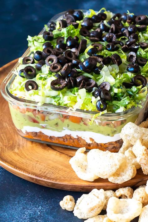 Taco Layer Dip, Taco Dip With Meat, Seven Layer Taco Dip, Keto Dip, Layer Taco Dip, 7 Layer Taco Dip, Keto Dips, 7 Layer Dip Recipe, Layered Dip Recipes