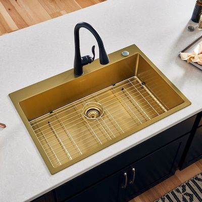 Overmount Sink, Tall Pantry Cabinet, Top Mount Kitchen Sink, Drop In Kitchen Sink, Double Bowl Sink, Gold Kitchen, Single Bowl Kitchen Sink, Single Basin, Perfect Kitchen