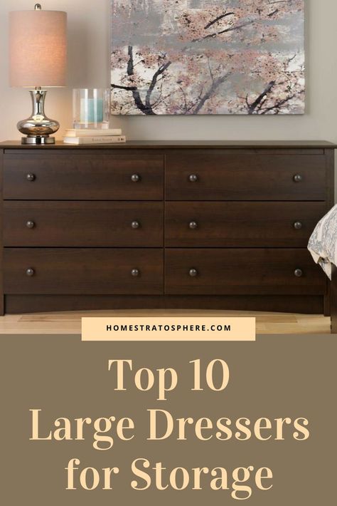 A Large Dresser In The Bedroom. #largedresser #dresser #storage #storageideas #homedecor Extra Large Bedroom Dresser, Bedroom Dresser For Couples, Large Bedroom Dresser Furniture, Extra Long Dresser Master Bedrooms, Extra Large Dresser Master Bedrooms, Extra Long Dresser Bedroom, Dresser Alternative Storage Bedroom, Double Dresser In Bedroom, Two Dressers In Bedroom Side By Side