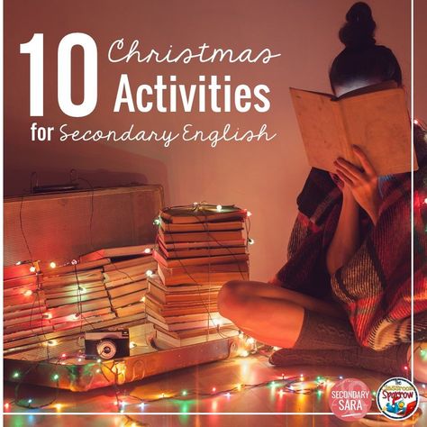 Blog Post - Get 10 activity ideas (with Freebies!) for a middle or high school English class to celebrate Christmas this December! Middle School Crafts, Christmas Reading Activities, Christmas Lesson Plan, December Lessons, School Holiday Activities, Middle School Activities, High School Activities, High School Library, Christmas Teaching