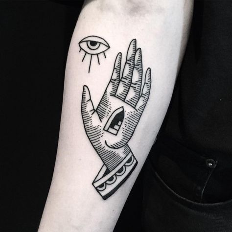 Thanks Josh for getting this etching style hand. The trifecta - hand, eye and doorway :) taking bookings for Dec/Jan now. Done at #exhibitionstreet American Traditional Eye Tattoo, Encouraging Tattoos, Traditional Eye Tattoo, Traditional Tattoo Eye, Traditional Tattoo Black And White, Traditional Hand Tattoo, Tato Tradisional, Traditional Black Tattoo, Tattoo Black And White