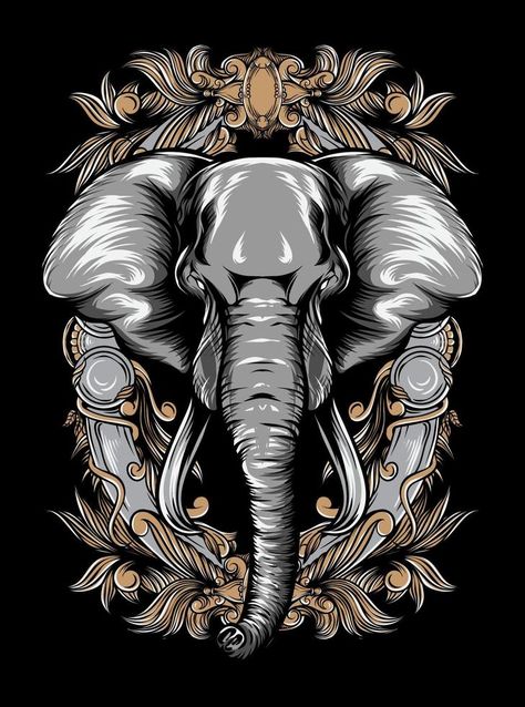 wild elephant illustration Ganesha Illustration, Elephant Logo Design, Tattoo Process, Elephant Illustration, Wild Elephant, Elephant Tattoo, Elephant Logo, Elephant Head, Vector Portrait