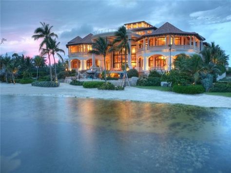 Located on Grand Cayman, this jaw-dropping vacation home is 48,000 square feet of over the top opulence. Click the image to see photos of the interior! Worth every "penn-ty" of that 60-million-dollar price tag. Ocean Front Homes, Luxury Beach House, Dream Beach Houses, Beach House Design, Dream Beach, Grand Cayman, Decor Minimalist, My Dream Home, Future House