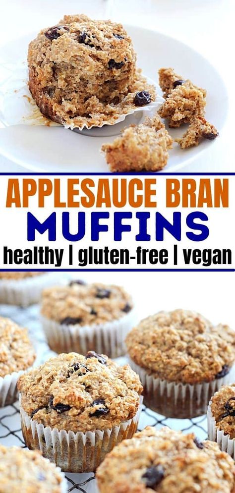 Applesauce Bran Muffins, Gluten Free Bran Muffins, Vegan Bran Muffins, Healthy Bran Muffin Recipe, Healthy Bran Muffins, Applesauce Recipes Canning, Muffins With Applesauce, Oat Bran Muffin Recipe, Wheat Bran Muffins