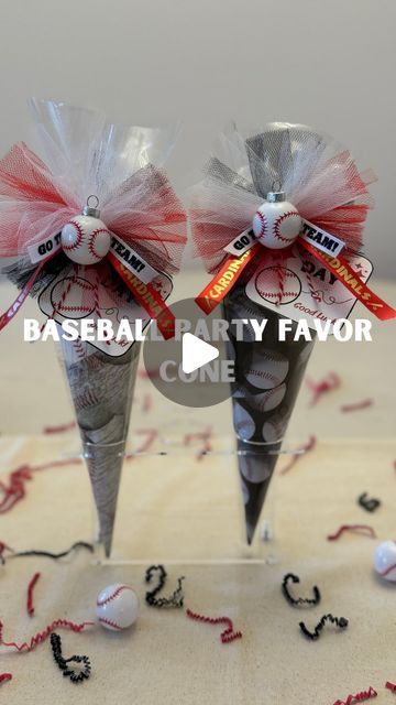 Felicia Pettit | CREATING PARTIES & GIFTS on Instagram: "⚾️🧢 Step up to the plate with these baseball-themed DIY party favor cones!🎉 Part 3 of my sports theme party favors.   Perfect for any game day, easy-to-make cones are packed with treats and topped with a pizzazz-worthy bow🎀  Personalize with your favorite team or player, and finish it off with a fun embellishment like these mini baseball ornaments⚾️  Ready to hit it out of the park 🏟️at your next party?   ✨comment BASEBALL for links   Make Everyday a Celebration 🎉   #BaseballParty #DIYPartyFavors #GiftIdeas #PartyPlanning #diy #diyideas #party #partyideas #baseballmom #baseball #gift #amazon #affiliate #crafting #craftingideas #bow #bowmaker" Baseball Candy Bags Ideas, Baseball Ornaments Diy, Sports Theme Party, Baseball Party Favors, Baseball Ornaments, Baseball Theme Party, Diy Party Favors, Baseball Party, Baseball Theme