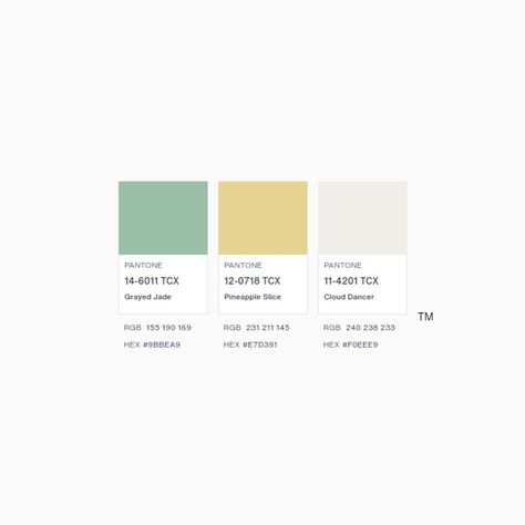 Grayed Jade, Pineapple Slice and Cloud Dancer Color palette Grayed Jade, Pineapple Slices, Cloud Dancer, Color Palettes, Color Palette, Pineapple, Jade, Dancer, Grey