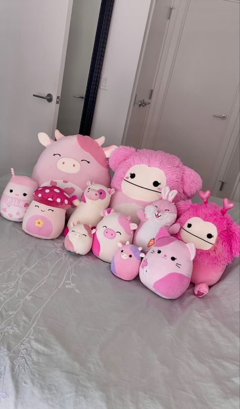 Pink Stuffed Animals Aesthetic, Pink Squish Mellows, Preppy Plushies, Pink Squishmallow Aesthetic, Slushies Aesthetic, Aesthetic Squishmallow, Stuffed Animals Aesthetic, Aesthetic Squishmallows, Squishmallow Aesthetic