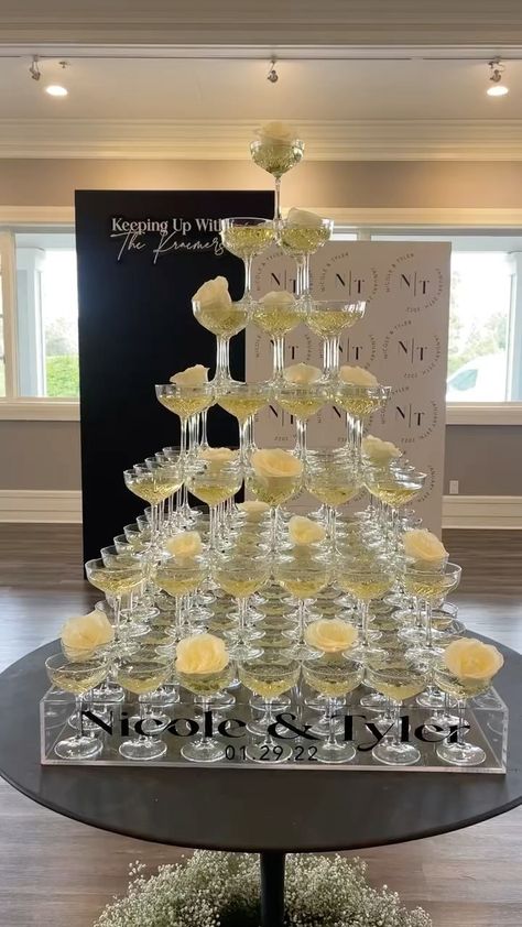 Champagne Tower Stand, Blush Bridal Shower Decorations, Champagne Table, Blush Bridal Showers, Tower Stand, Champagne Tower, 30th Bday, Blush Bridal, October Wedding