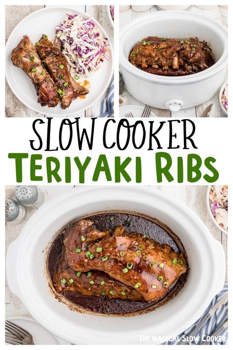 Slow Cooker Teriyaki Ribs Recipe Spare Ribs Slow Cooker, Beef Ribs Slow Cooker, Teriyaki Ribs, Easy Rib Recipes, Slow Cooker Pork Ribs, Slow Cooker Ribs Recipe, Boneless Pork Ribs, Magical Slow Cooker, Short Ribs Slow Cooker