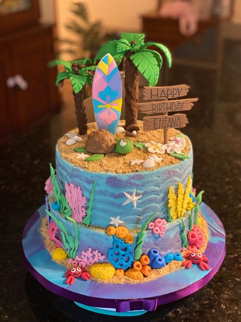 Tropical Island Cake, Aloha Birthday Cake, Hawaii Birthday Cake, Hawaiian Birthday Cakes, Tiki Cake, Hawaii Wedding Cake, Beach Birthday Cake, Beach Theme Birthday, Island Cake