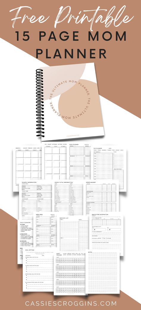 Free Printable Mom Planner + 45 Page Ultimate Mom Planner! academicplanner #stylishplanner #budgetingfinances #colorfulplanner⌨️. The Budget Mom Printables Free, Stay At Home Mom Planner Free Printable, Busy Mom Planner Free Printable, Printables For Moms, Mom Binder Printables Free, Mom Printables Free, Weekly Budget Planner Printable Free, Month Schedule Planner, Mom Planner Ideas