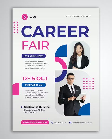 Career Expo Flyer Template PSD Flyer Design Templates, Flyer Template, Flyer Design, Design Template, Poster Design, Career, Quick Saves, Design