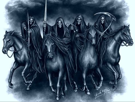 Four Horsemen Tattoo, Horsemen Of The Apocalypse Tattoo, Horsemen Tattoo, Four Horsemen Of The Apocalypse Tattoo, 4 Horsemen Of The Apocalypse, Apocalypse Tattoo, Tattoo Nightmares, Rabe Tattoo, Four Horsemen Of The Apocalypse