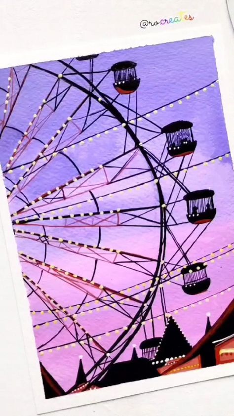 Ferris Wheel Painting, Wheel Painting, Diy Jar, Inspired Painting, Painting Stuff, Sky Art Painting, Canvas Painting Tutorials, Abstract Art Painting Diy, Canvas Painting Designs