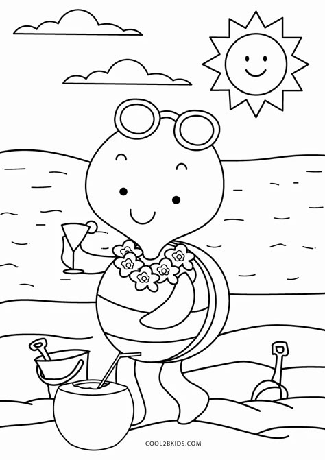 Coloring Worksheets For Kindergarten, Summer Coloring Sheets, Prek Ideas, Coloring Pages Nature, Kids Colouring, Number Ideas, Summer Coloring, Coloring Worksheets, Summer Preschool