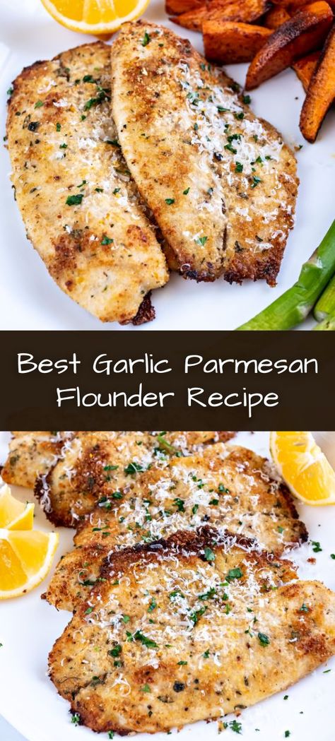 Best Garlic Parmesan Flounder Recipe Flounder Recipes Healthy, Seafood Night, Flounder Fish Recipes, Fried Flounder, Flounder Recipes, Fish Dinners, Fish Recipes Baked, Fish Dinner Recipes, Fish Recipes Healthy