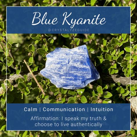 Blue Kyanite Meaning, Kyanite Properties, Kyanite Meaning, Blue Kyanite Jewelry, Crystal Affirmations, Chakras Throat, Crystal Tips, Witchcraft Crystals, Crystal Seashells