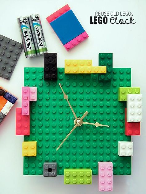 Ideas Para Decorar Cuarto, Lego Clock, Lego Diy Projects, Lego Led, Make A Clock, Kid Decor, Diy Lego, Lego Diy, Lego Activities