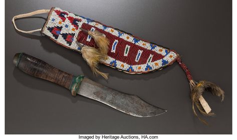 Native American Knife Sheath, Hidden Knives, Sioux Indian, Native American Crafts, Native American Beadwork, American Indian Art, Knife Sheath, American Leather, Bead Leather