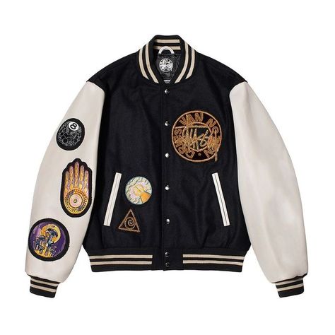 Stüssy on Instagram: "Stüssy & Dries Van Noten, available now worldwide" Letterman Jacket, Men In Uniform, Baseball Jacket, Dries Van Noten, Cotton Jacket, Daily Outfits, Types Of Collars, Jacket Outfits, Hoodie Print