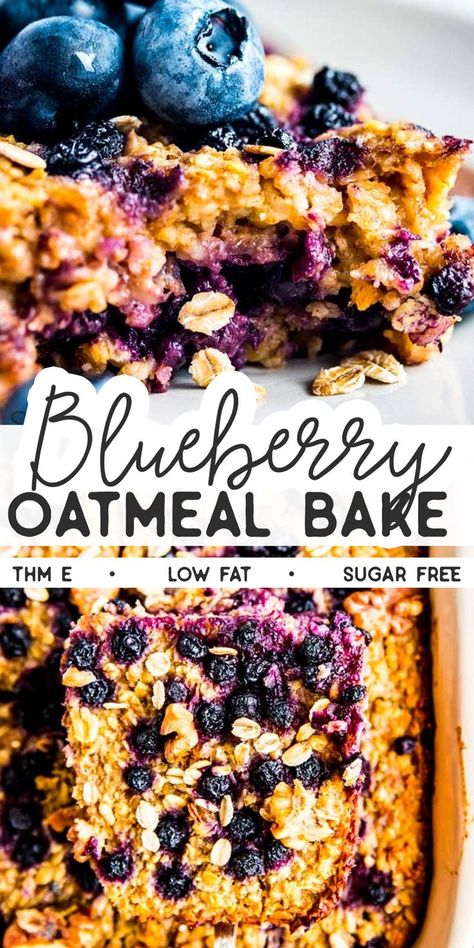 Breakfast Apps, Healthy Blueberry Oatmeal, Trim Healthy Mama Breakfast, Blueberry Oatmeal Bake, Ww Snacks, Thm E, Oatmeal Bake, What Is Healthy Food, Thm Breakfast