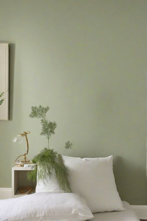 bedroom interior design, wall painting ideas, bedroom color schemes, home painting tips Sw Dill Paint, Light Green Wallpaper Bedroom, Pale Green Wall Paint, Sage Green Mural, Sage Green Texture Paint, Sage Green Kitchen, Organic Modern Decor, Relaxing Bedroom, Green Cabinets