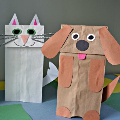 Therapy Crafts, Library Storytime, Animals Activities, Pets Preschool Theme, Summer Job, Paper Bag Crafts, Paper Bag Puppets, Paper Puppets, Puppet Crafts