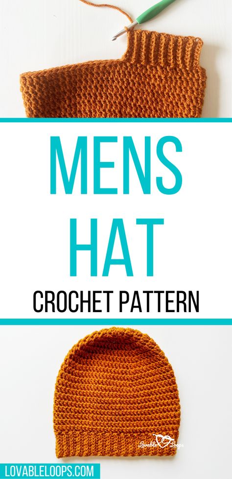 Discover timeless style with Lovable Loops' Mens Hat Crochet Pattern. Ideal for those new to the craft, this beginner crochet pattern delivers a distinguished look. The hat is worked from the top down, showcasing a classic ribbed brim for added finesse. Whether it's a gift or a treat for yourself, this design is a must-try. Eager to craft this staple piece? Visit our website for the full free pattern! #CrochetPattern #FreeCrochetPattern #LovableLoops Crochet Beanie Hat Free Pattern Mens, Easy Hat Crochet Pattern Free, Knit Hat Patterns For Men, Crochet Hat Free Pattern Mens, Free Crochet Patterns For Mens Hats, Men Crochet Hat Free Pattern, Crochet Mens Patterns, Crochet Hats For Boys Men, Mens Beanie Crochet Pattern Free For Men