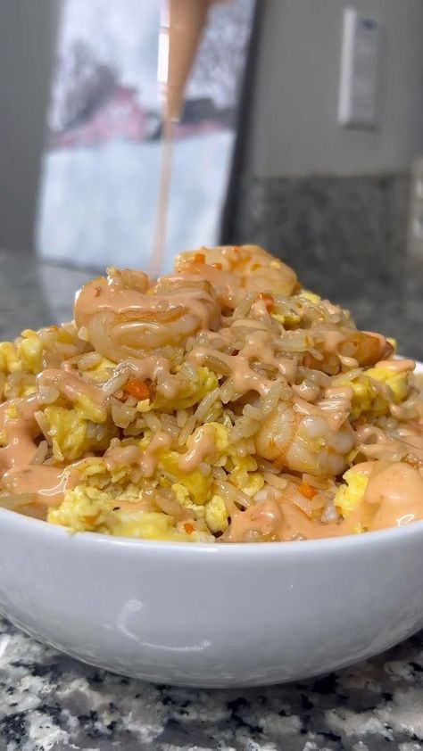 Better than your local hibachi shrimp fried rice🍚 The Seafoodnetwork Cookbook link is in bio for your mouthwatering seafood recipes🔥🔥🔥 Or … | Instagram Shrimp Fried Rice With Yum Yum Sauce, Homemade Shrimp Fried Rice, Fried Rice Shrimp, Hibachi Shrimp, Kale And Bean Soup, Rice Dishes Recipes, Desserts Drinks, Yum Sauce, Seafood Rice