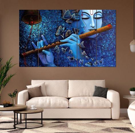 Krishna Wall Painting, Painting For Wall, Meditation Corner, Indian Painting, Amazing Paintings, 3d Painting, Krishna Art, Gallery Wall Set, Gift Items