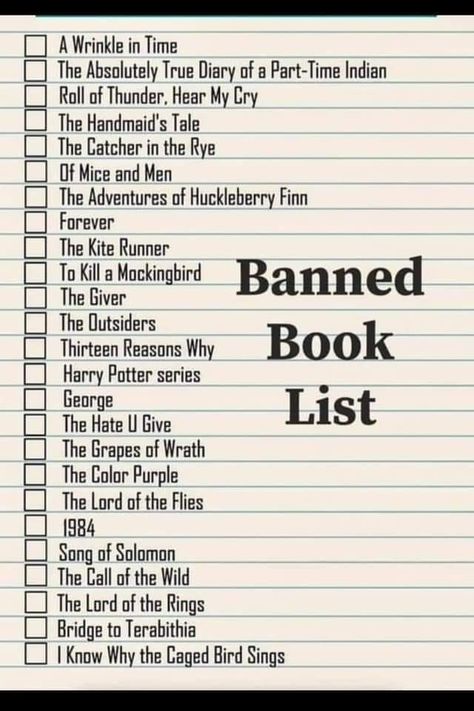 Banned Books List, Thirteen Reasons Why Book, Bridge To Terabithia, The Caged Bird Sings, Thirteen Reasons Why, Adventures Of Huckleberry Finn, Grapes Of Wrath, Catcher In The Rye, A Wrinkle In Time