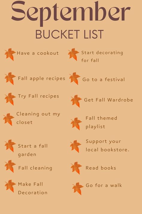 Things To Do In September Bucket Lists, September Bucket List Ideas, September Party Ideas, September Bucket List, September List, Things To Do In September, 30 Bucket List, Autumn To Do List, September Aesthetic