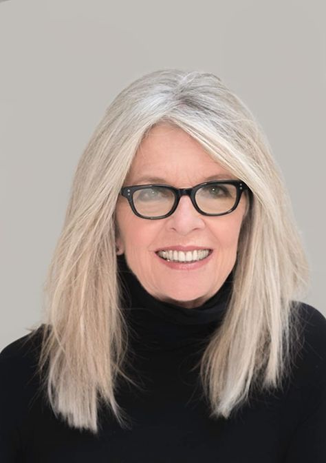 Diane Keaton Diane Keaton Hairstyles, Grey Hair And Glasses, Surrender Dorothy, Grey Hair Over 50, Grey Hair Inspiration, Diane Keaton, Long Gray Hair, Hairstyles Over 50, Tv Movie