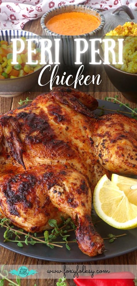 Portuguese Piri Piri Chicken, Perry Perry Chicken, Piri Piri Sauce Recipe, Portuguese Chicken Recipes, Portuguese Meals, Portuguese Chicken, Foxy Folksy, Piri Piri Chicken, Peri Chicken