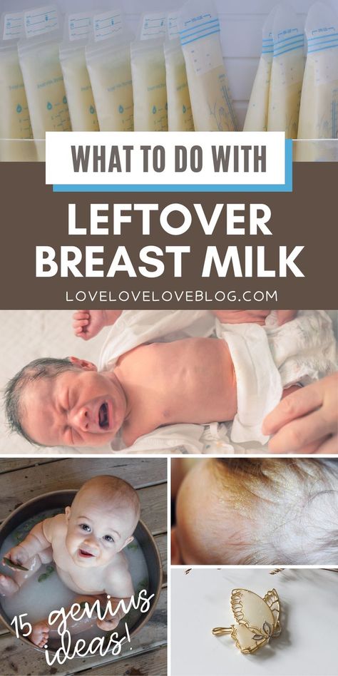 Collage of ideas for what to do with leftover breast milk. Breast Milk Uses Ideas, Leftover Breastmilk Uses, Things To Do With Breastmilk, Breast Milk Face Mask, Things To Make With Breastmilk, Breast Milk Uses, Breast Milk Lotion, Breast Milk Soap Recipe, Breast Pumping Tips