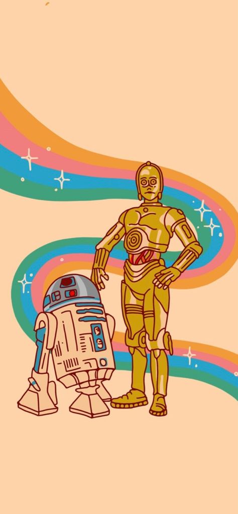 R2d2 Drawing, C3po Art, Star Wars Art Print, C3po And R2d2, Star Wars Painting, Star Wars Love, R2 D2, Star Wars Collection, Retro Wallpaper