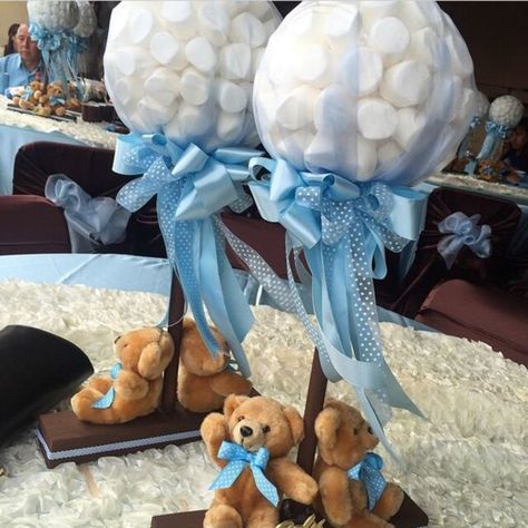 60+ Adorable DIY Baby Boy Shower Ideas that will make you smile | HubPages Baby Shower Trophy, Baby Shower Ideas Decoracion, Boy Shower Ideas, Baby Boy Shower Ideas, Baby Shower Reveal Ideas, Diy Baby Boy, Teddy Bear Centerpieces, Teddy Bear Baby Shower Theme, Boy Baby Shower Centerpieces