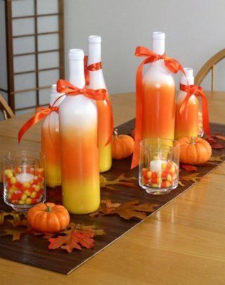 40 Easy to Make DIY Halloween Decor Ideas - Page 3 of 41 - DIY & Crafts Spray Painted Bottles, Painted Bottles, Painted Wine Bottles, Theme Halloween, Wine Bottle Crafts, Colorful Candy, Main Game, Bottle Painting, Fete Halloween