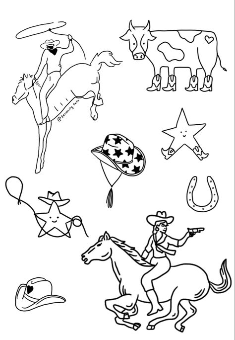 Star With Cowboy Hat Tattoo, Western Drawings Simple Artwork, Western Flash Art Tattoo, Western Flash Tattoo Sheet, Star Cowboy Tattoo, Western Star Tattoo, Texas Flash Tattoo, Western Friendship Tattoos, Flash Tattoo Western