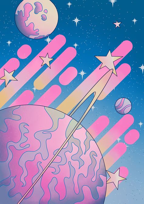 Neon Punk Art, Space Neon Aesthetic, Space Cute Aesthetic, Planet Digital Art, Dazzler Aesthetic, Supernova Illustration, Alien Art Painting, Cute Space Aesthetic, Neon Space Aesthetic