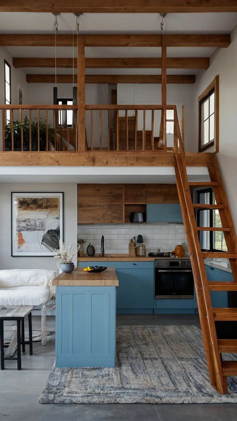 Cozy Chic: 15 Playful Loft House Design Ideas for Small Spaces - Cheerful Talks Tiny House Blueprints With Loft, Two Story House Interior Design, Loft House Design Floor Plans, Small Loft Ideas Upstairs, Loft Apartment Layout, Small Loft House, Loft Type House, Tiny House Bedroom Ideas, Loft Houses