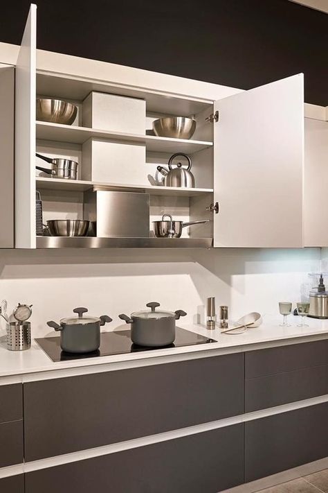 Modern Kitchen Extractor, Crockery Cabinet Design, Kitchen Waste Bin, Minimal Kitchen Design, Kitchen Chimney, Simple Kitchen Design, Small House Interior, Kitchen Cupboard Designs, Small House Interior Design