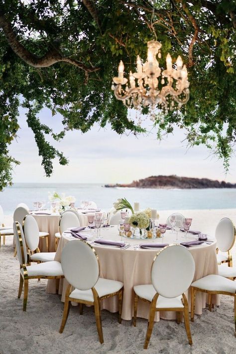 Beachside Wedding Reception, St Regis Punta Mita, Fine Dining Menu, Punta Mita Mexico, Beachside Wedding, Hacienda Style, Hanging Chandelier, St Regis, Mexico Wedding