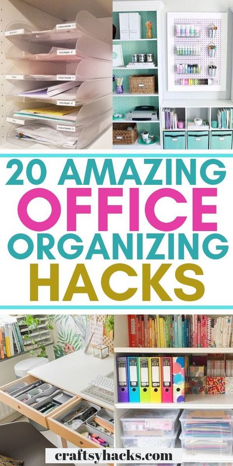 Small Office Space Organization, Organization For Office At Work, Organization Office At Work, How To Organize Office Space, Office Wall Organization Ideas, How To Organize Your Desk At Work, Diy Office Desk Organization, Cute Office Organization Ideas, How To Organize An Office